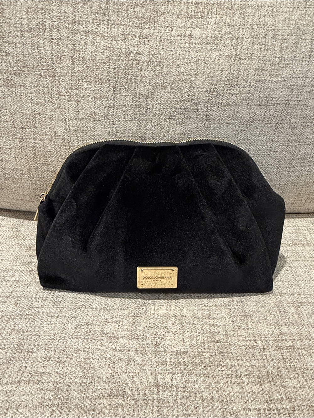 Dolce & Gabbana black velvet cosmetic bag - used